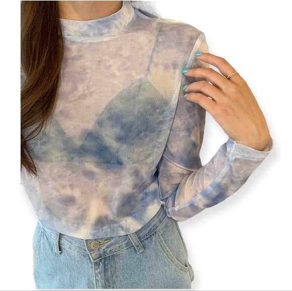 Tie Dye Mesh Crop Top - Picture 2 of 4